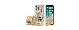 For Apple iPhone XR Floral Full Diamond Bling Case Cover - Gold
