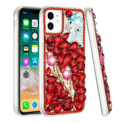 For Apple iPhone XR Full Diamond with Ornaments Case Cover - Crystal Exquisite Garden