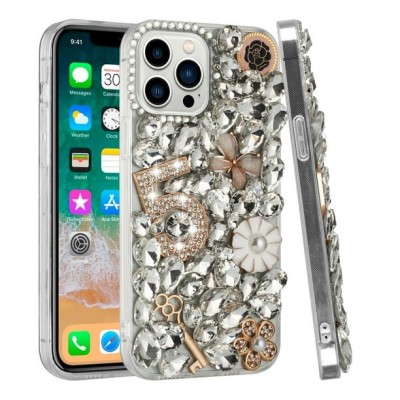 For Apple iPhone XR Full Diamond with Ornaments Case Cover - Crystal Five Ornament Floral