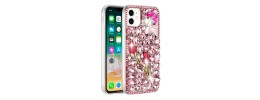 For Apple iPhone XR Full Diamond with Ornaments Case Cover - Pink Exquisite Garden