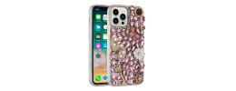 For Apple iPhone XR Full Diamond with Ornaments Case Cover - Pink Five Ornament Floral