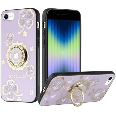 For Apple iPhone XR Full Diamond with Ornaments Hard TPU Case Cover - Dark Green/Gold/Dark Purple
