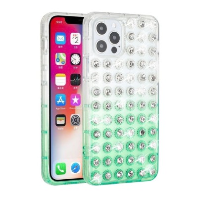 For Apple iPhone XR Full Diamond with Ornaments Hard TPU Case Cover - Green Love Bird