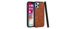 For Apple iPhone XR Hard PU Leather Croc Design Hybrid Case Cover - Tan