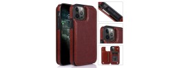 For Apple iPhone XR Luxury Side Magnetic Button Card ID Holder PU Leather Case Cover - Brown