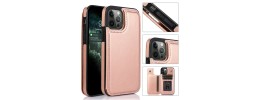 For Apple iPhone XR Luxury Vertical Magnetic Button Card ID Holder PU Leather Case Cover - Rose Gold