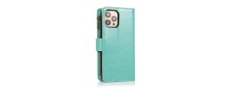 For Apple iPhone XR Luxury Wallet Card ID Zipper Money Holder Case Cover - Teal