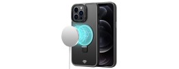 For Apple iPhone XR [Magnetic Circle] CD Pattern Transparent Rugged Hybrid - Black