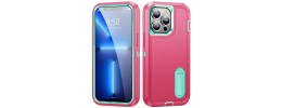 For Apple iPhone XR PEAK 3in1 Toughest Hybrid with Stand Cover Case - Teal/Hot Pink