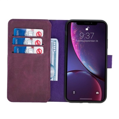 For Apple iPhone XR Premium Wallet MultiCard Holder Money Zipper With Magnetic Flap - Black