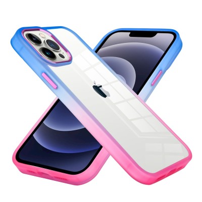 For Apple iPhone XR Radiant Two Tone Transparent Thick Hybrid Case Cover - Blue/Hot Pink