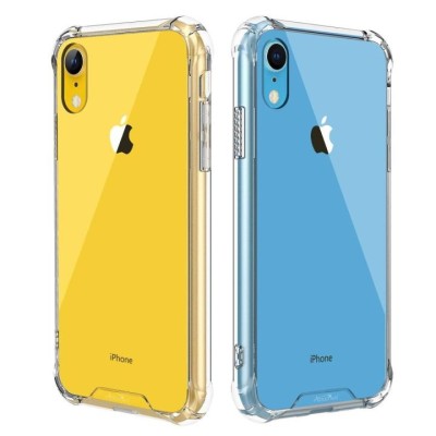 For Apple iPhone XR Radiant Two Tone Transparent Thick Hybrid Case Cover - Yellow/Light Blue