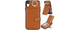 For Apple iPhone XR Retro Wallet Card Holder Case Cover - Brown