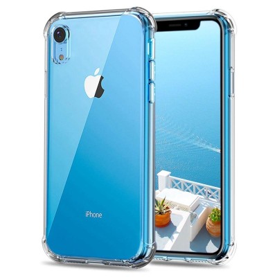 For Apple iPhone XR Shatterproof Transparent Cross Stripes Design Thick TPU Case Cover - Clear