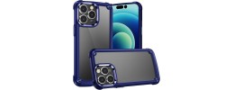 For Apple iPhone XR Ultimate CaseX Transparent Hybrid Case with Metal Buttons And Camera Edges - Blue