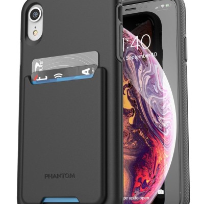 For Apple iPhone XR Wallet ID Card Holder Case Cover - Black