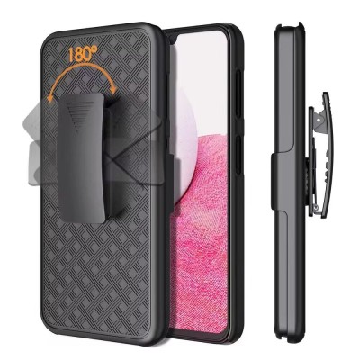 For Apple iPhone XR Weave Premium 3in1 Combo Holster Kickstand Case Cover - Black