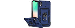 For Apple iPhone XR Well Protective Magentic Ring Stand Camera Protective Cover Case - Blue
