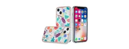 For Apple iPhone XR Floral IMD Chrome Design Shockproof Hybrid Case Cover - Foral B