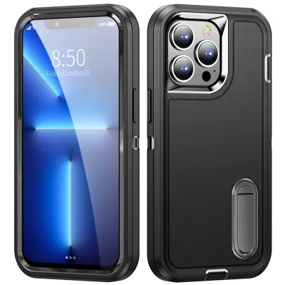 For Apple iPhone 11 Pro MAX (XI6.5) PEAK 3in1 Toughest Hybrid with Stand Cover Case - Black/Black