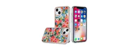 For Apple iPhone XR Floral IMD Chrome Design Shockproof Hybrid Case Cover - Foral D
