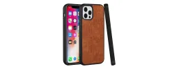 For Apple iPhone 14 PRO MAX 6.7" Hard PU Leather Croc Design Hybrid Case Cover - Tan