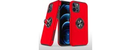 For Apple iPhone XR CHIEF Oil Painted Magnetic Ring Stand Hybrid Case Cover - Red
