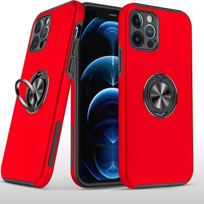 For Apple iPhone XR CHIEF Oil Painted Magnetic Ring Stand Hybrid Case Cover - Red