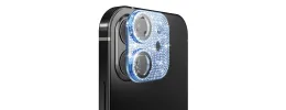 For Apple iPhone 12 Diamond Bling Camera Lens Full Tempered Glass - Blue