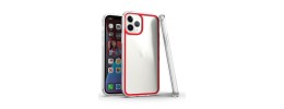 For iPhone 13 Pro Colored Frame Bumper Silk Print PC TPU Hybrid Case Cover - Red