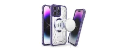 For Apple iPhone 11 (XI6.1) [Magnetic Circle] CD Pattern Transparent Rugged Hybrid - Purple