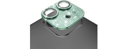 For Apple iPhone 12 Diamond Bling Camera Lens Full Tempered Glass - Midnight Green