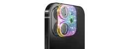 For Apple iPhone 12 Diamond Bling Camera Lens Full Tempered Glass - Mixed Color