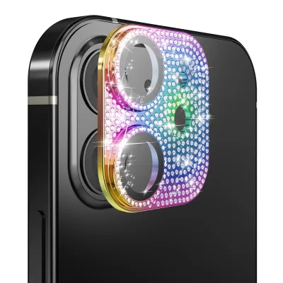 For Apple iPhone 12 Diamond Bling Camera Lens Full Tempered Glass - Mixed Color