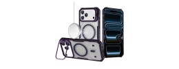 For iPhone 17 Pro Max Tough Dotted Design HQ Hybrid with Metallic Camera Stand Magnetic Ring Case - Dark Purple