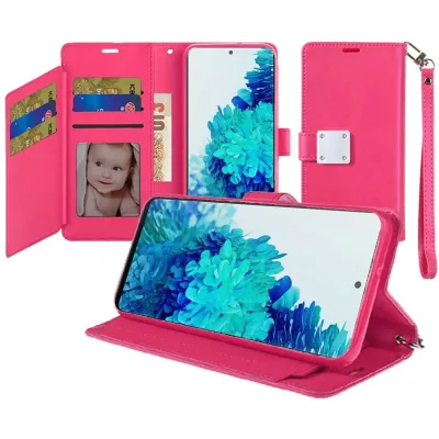 For Apple iPhone 14 PRO MAX 6.7" Wallet ID Card Holder Case Cover - Hot Pink