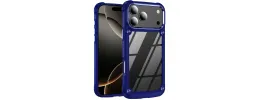 For iPhone 17 Pro Max Ultimate CaseX Transparent Hybrid Case  with Metal Buttons And Camera Edges - Blue