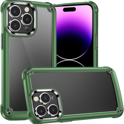 For iP15 Pro Max Ultimate CaseX Transparent Hybrid Case with Metal Buttons And Camera Edges - Might Green
