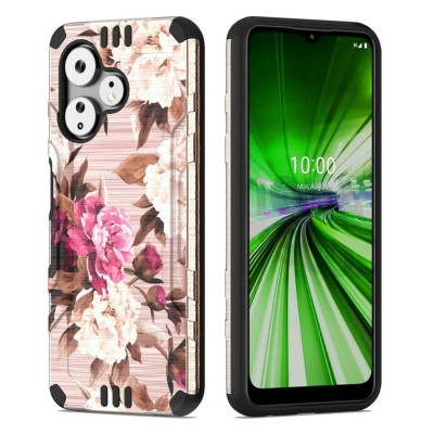 For Celero 3 Plus Strong Tough Metallic Design Hybrid - Pink Floral