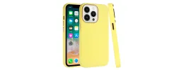 For iPhone 15 Classy Slick Chromed Around Hybrid Case Cover - Yellow