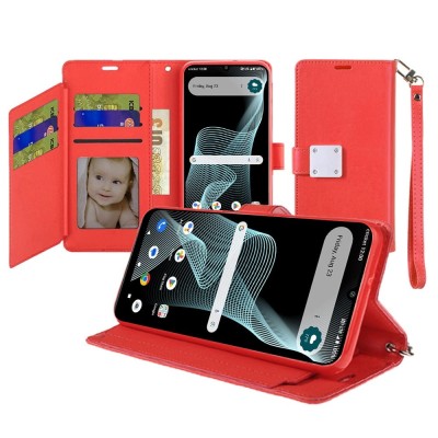For Cricket Icon 6 Wallet ID Card Holder - Red