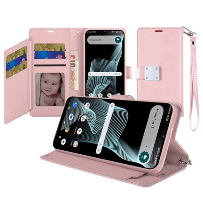 For Cricket Icon 6 Wallet ID Card Holder - Rose Gold