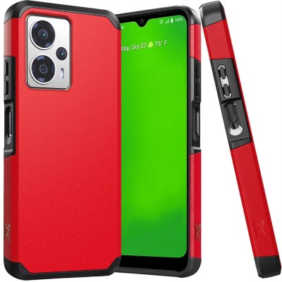 For Cricket Outlast 5G 2024 Tough Strong Hybrid + Tempered Glass - Red