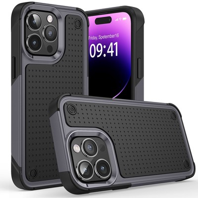 For Apple iPhone XR DOT Thick Beautiful Hybrid Case Cover - Black/Gray