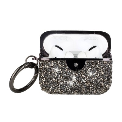 For AirPods Pro Deluxe Diamond Bling Glitter Case Cover - Black