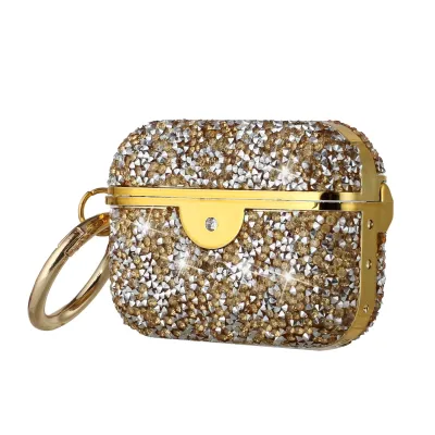 For AirPods Pro Deluxe Diamond Bling Glitter Case Cover - Gold