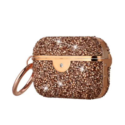 For AirPods Pro Deluxe Diamond Bling Glitter Case Cover - Rose Gold