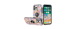 For Apple iPhone 11 (XI6.1) Sketch Design Hybrid Magnetic Ring Sand Case Cover - E
