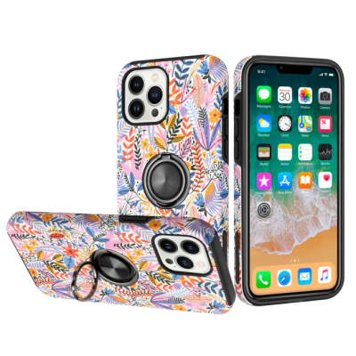 For Apple iPhone 11 (XI6.1) Sketch Design Hybrid Magnetic Ring Sand Case Cover - E
