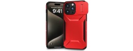 For iP15 Pro Max Ultimate U Design Hybrid with Camera Window Covering - Red